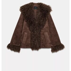 Women's Brown Faux Suede and Faux Fur Jacket
